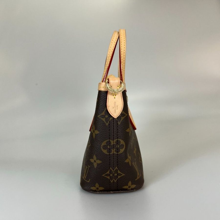 LV M46705/晶片款 NEVERFULL BB 奶茶背帶包-4