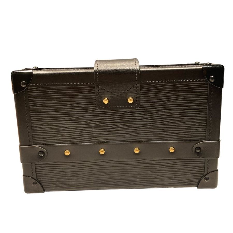 LOUIS VUITTON 路易威登 PETITE MALLE 黑色 水波紋牛皮 金釦-1