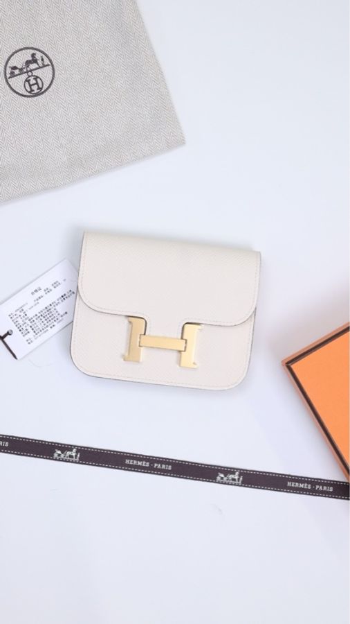 Hermes Constance Slim米白金扣epson皮手拿包-0