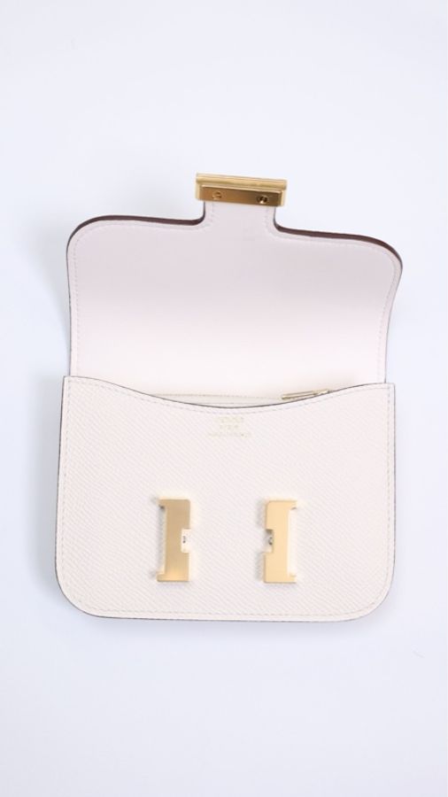 Hermes Constance Slim米白金扣epson皮手拿包-18