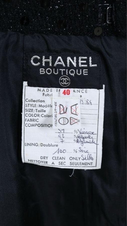 Chanel 黑色亮片蝴蝶结领口外套半裙套装-30