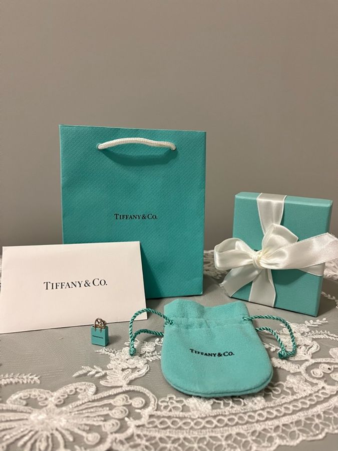 Tiffany & Co. Tiffany Blue 購物袋 Charm 純銀墜飾|925銀|項鍊吊墜|絕版收藏|附原廠全配-1