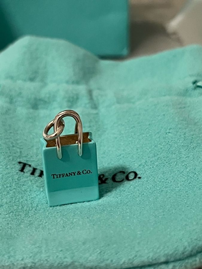 Tiffany & Co. Tiffany Blue 購物袋 Charm 純銀墜飾|925銀|項鍊吊墜|絕版收藏|附原廠全配-33