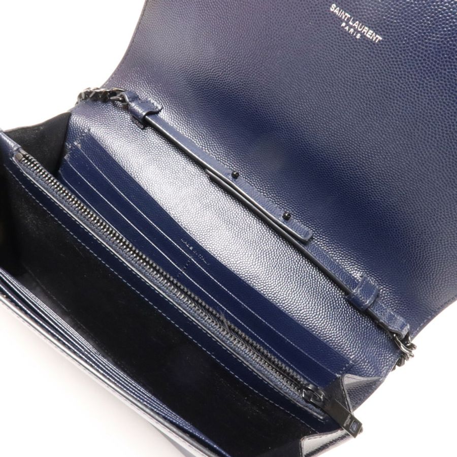 SAINT LAURENT 牛皮皮革Wallet On Chain鏈帶肩背袋-4