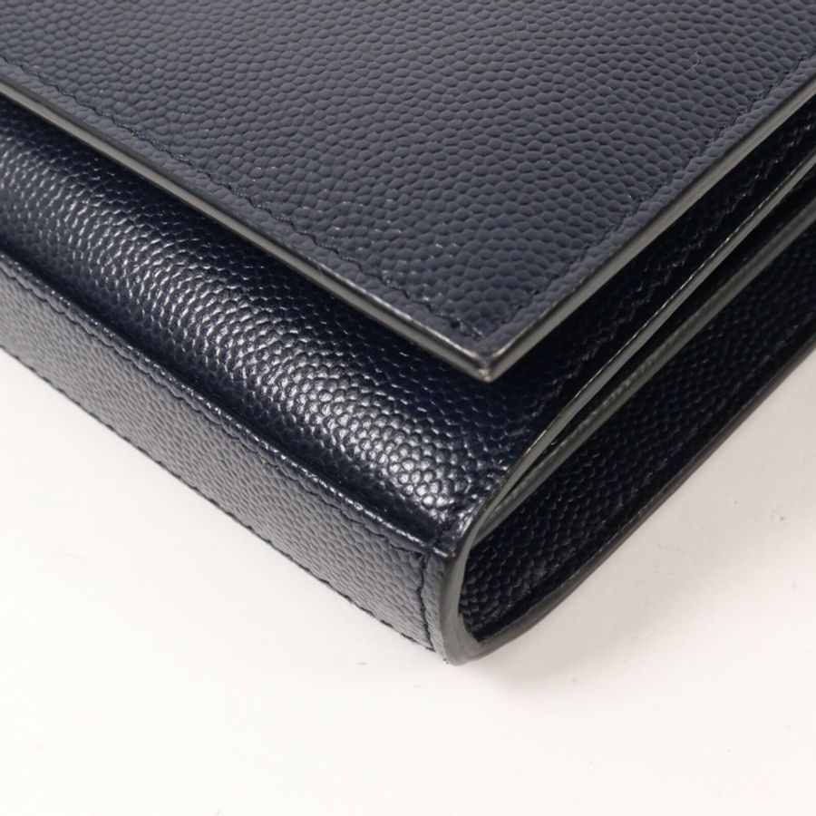 SAINT LAURENT 牛皮皮革Wallet On Chain鏈帶肩背袋-13