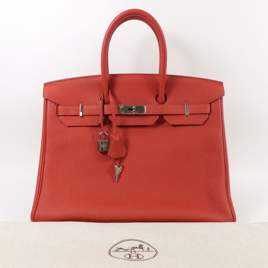 HERMES Togo皮革Birkin 35手挽袋Rough Piment-10