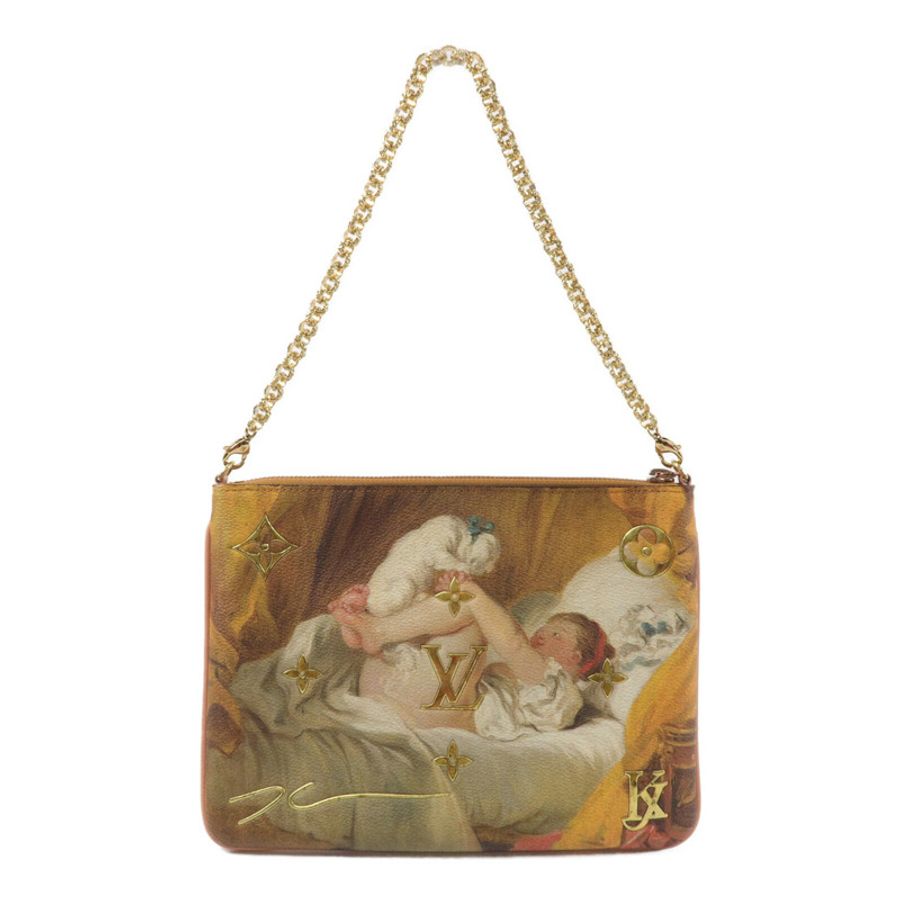 LOUIS VUITTON 牛皮皮革Pochette Plat Fragonard鏈帶肩背袋-1