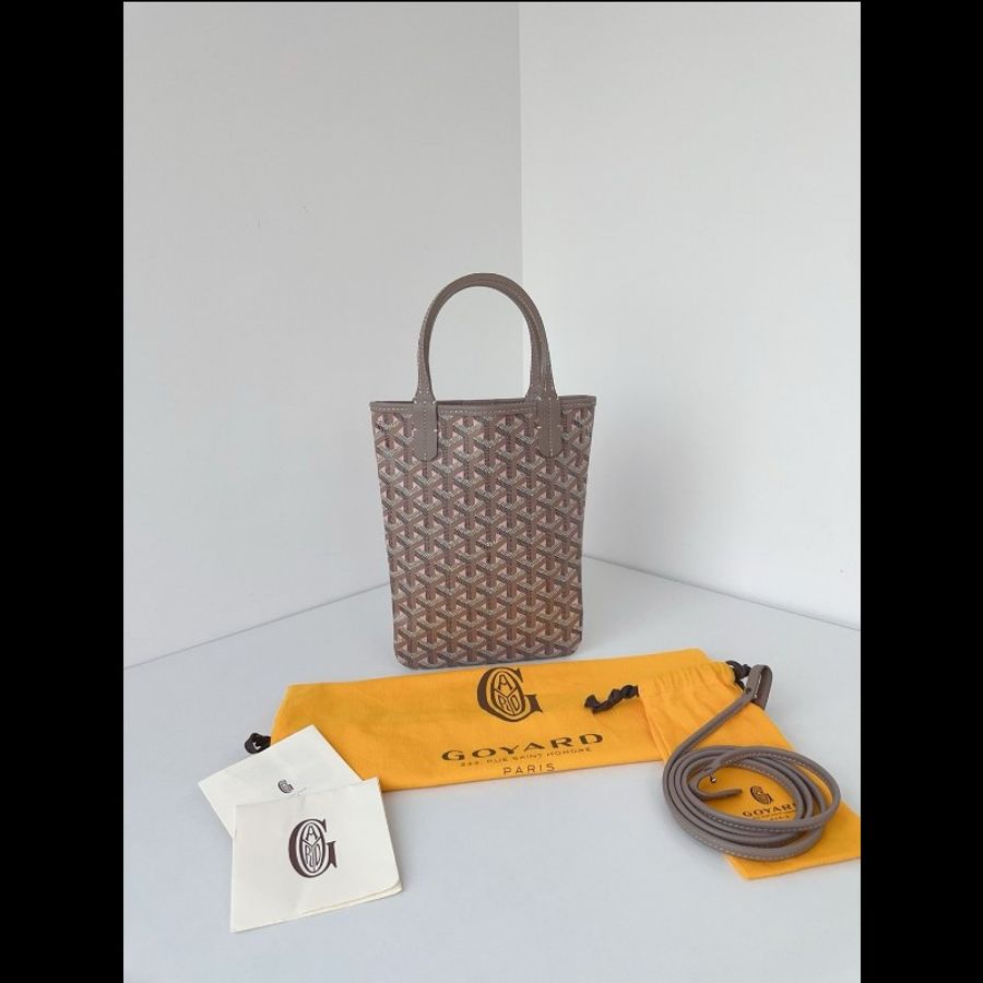 Goyard週年全球限定🤩Poitiers mini tote 灰粉色老花肩帶款 98新✨️-0