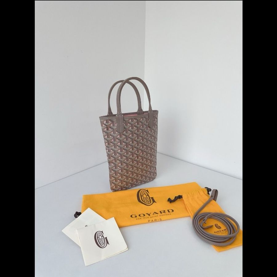 Goyard週年全球限定🤩Poitiers mini tote 灰粉色老花肩帶款 98新✨️-1