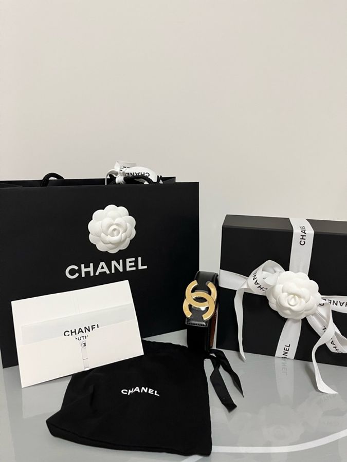 CHANEL 香奈兒《全新全配》26A 雙面 CC Logo 皮帶|黑色×焦糖棕|雙面牛皮|93cm|專櫃正品-0