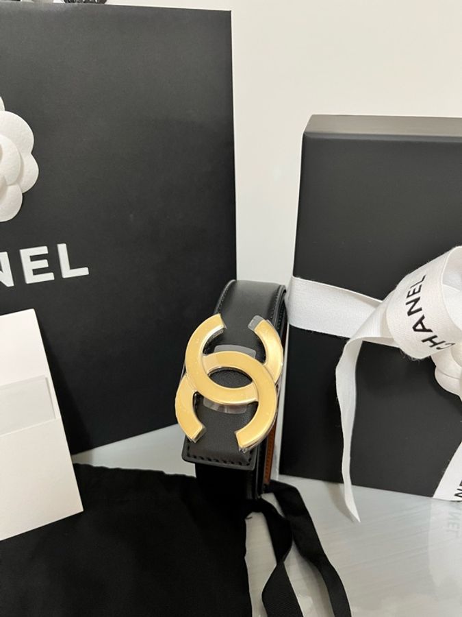 CHANEL 香奈兒《全新全配》26A 雙面 CC Logo 皮帶|黑色×焦糖棕|雙面牛皮|93cm|專櫃正品-5