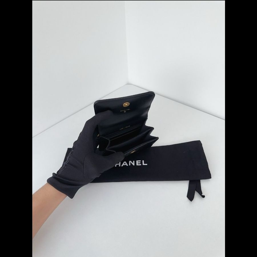 Chanel香奈兒mini Kelly 22K 黑金手柄 菱格紋皮穿鏈手提單肩斜挎包 風琴包 98新✨️-7