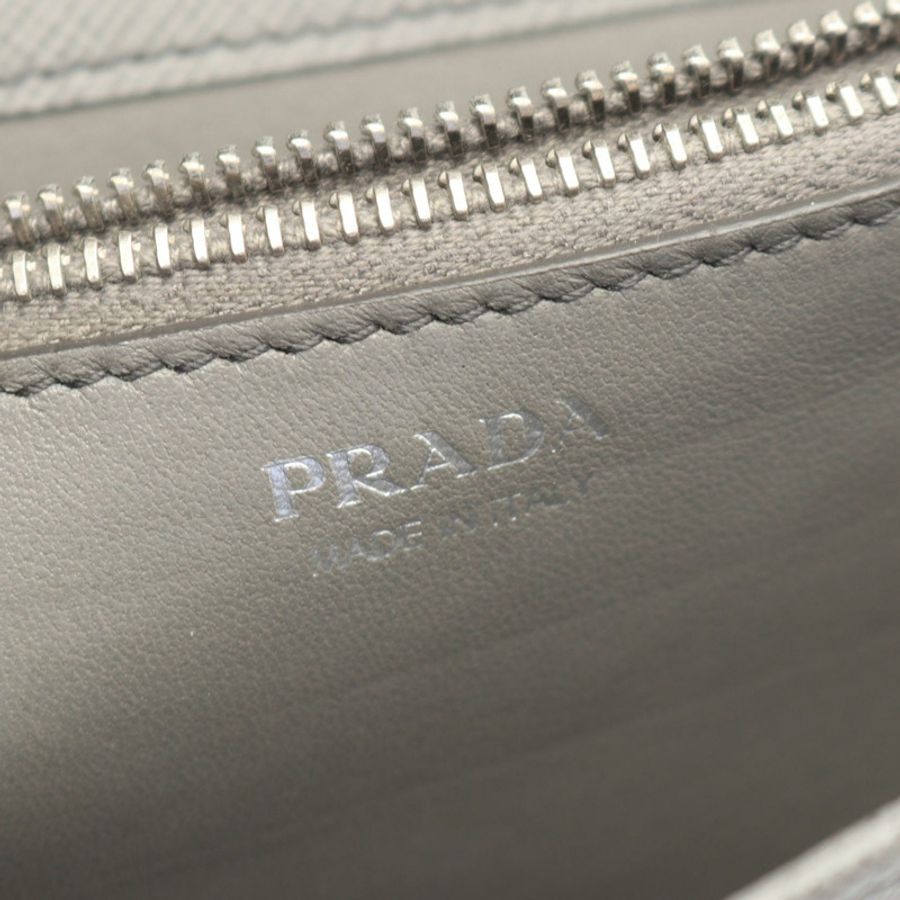 PRADA SAFFIANO LUX 鏈條單肩斜背包 1BP006 皮革 灰色 二手 女士-3