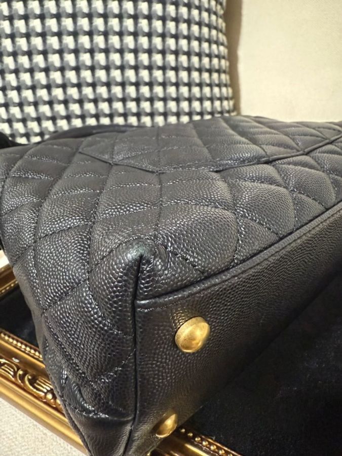 CHANEL Classic Coco Handle 29 黑色 Caviar 荔枝牛皮 × 復古金色五金-15