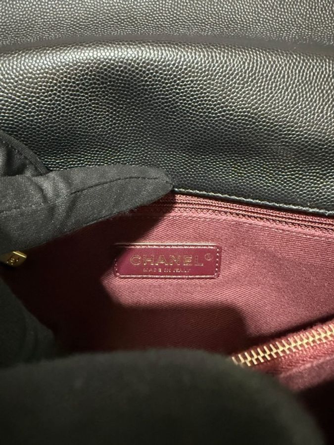CHANEL Classic Coco Handle 29 黑色 Caviar 荔枝牛皮 × 復古金色五金-22