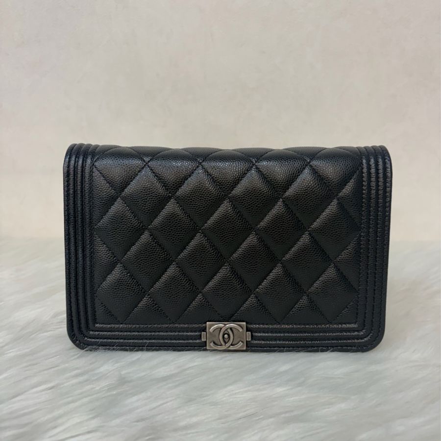 CHANEL AP1117 黑荔枝皮 銀釦 翻蓋包 鍊子包 斜背包 woc-1
