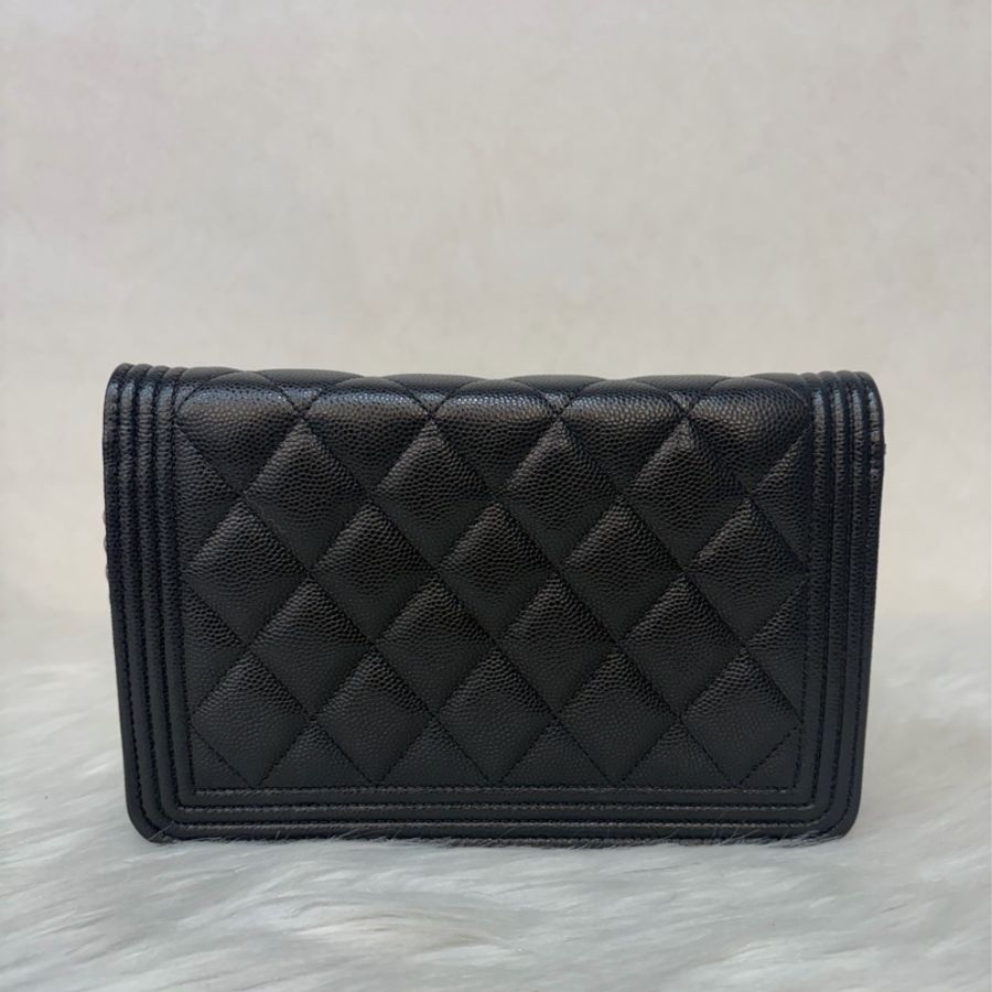 CHANEL AP1117 黑荔枝皮 銀釦 翻蓋包 鍊子包 斜背包 woc-3