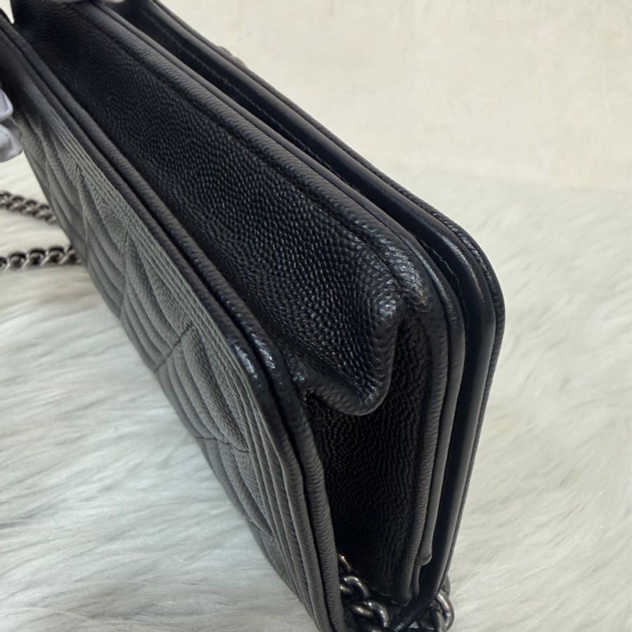CHANEL AP1117 黑荔枝皮 銀釦 翻蓋包 鍊子包 斜背包 woc-10