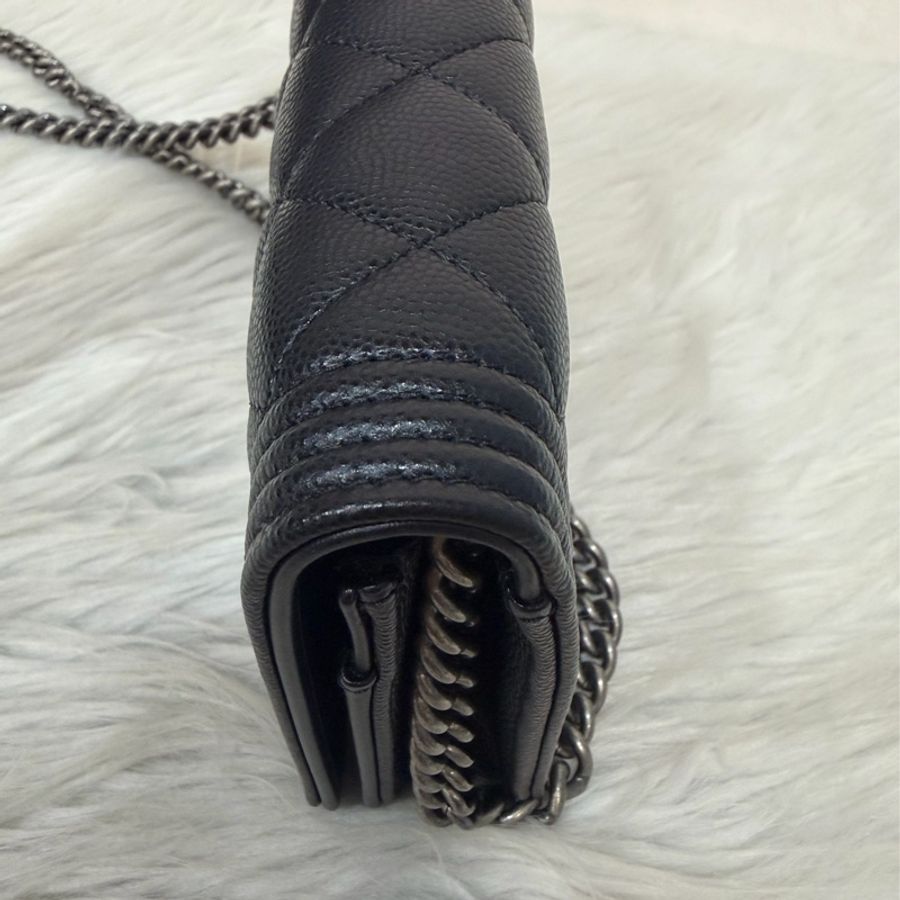 CHANEL AP1117 黑荔枝皮 銀釦 翻蓋包 鍊子包 斜背包 woc-18