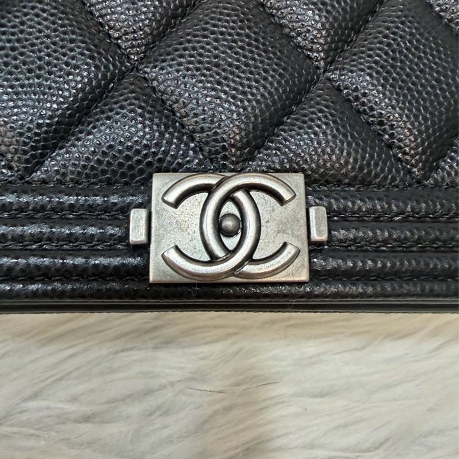 CHANEL AP1117 黑荔枝皮 銀釦 翻蓋包 鍊子包 斜背包 woc-20