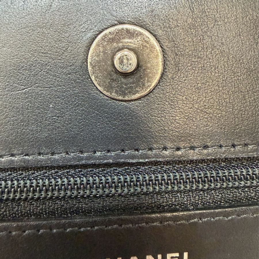 CHANEL AP1117 黑荔枝皮 銀釦 翻蓋包 鍊子包 斜背包 woc-22