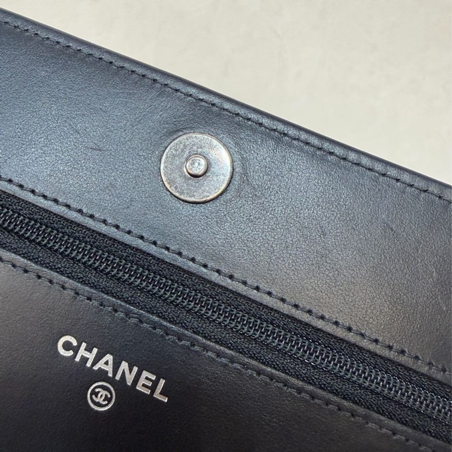 CHANEL AP1117 黑荔枝皮 銀釦 翻蓋包 鍊子包 斜背包 woc-29