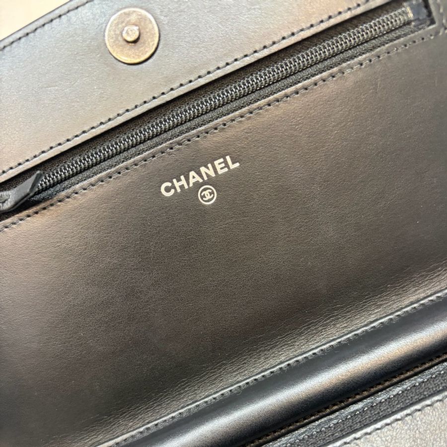 CHANEL AP1117 黑荔枝皮 銀釦 翻蓋包 鍊子包 斜背包 woc-30