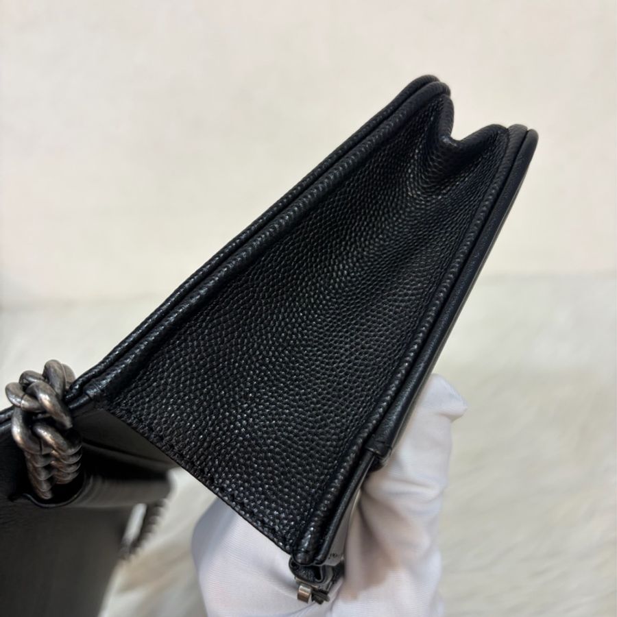 CHANEL AP1117 黑荔枝皮 銀釦 翻蓋包 鍊子包 斜背包 woc-54