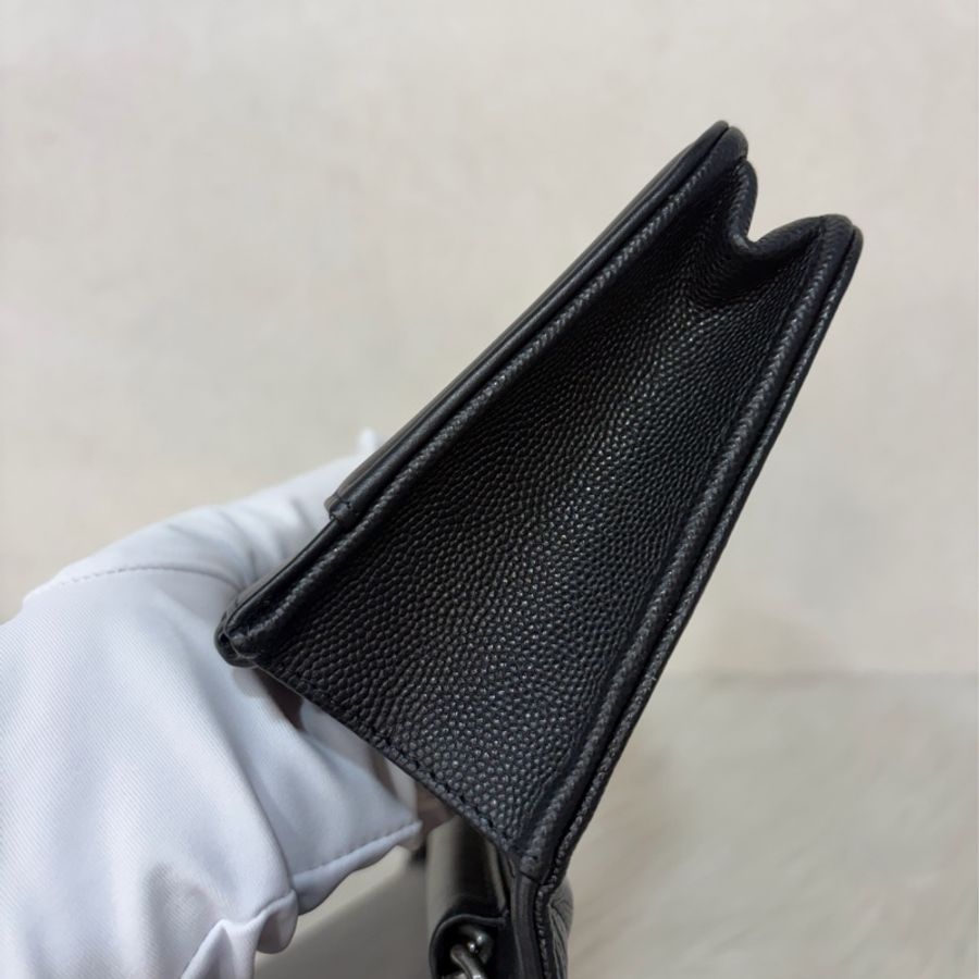 CHANEL AP1117 黑荔枝皮 銀釦 翻蓋包 鍊子包 斜背包 woc-55