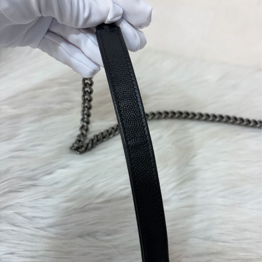 CHANEL AP1117 黑荔枝皮 銀釦 翻蓋包 鍊子包 斜背包 woc-56