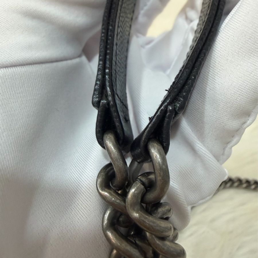CHANEL AP1117 黑荔枝皮 銀釦 翻蓋包 鍊子包 斜背包 woc-58