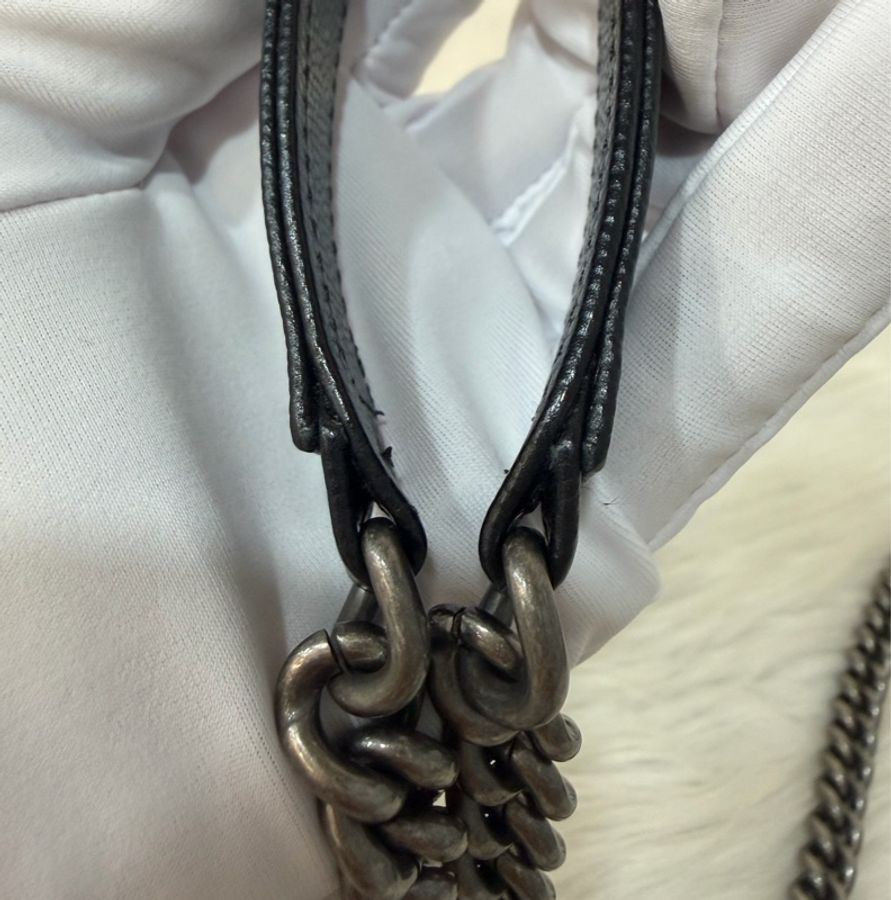 CHANEL AP1117 黑荔枝皮 銀釦 翻蓋包 鍊子包 斜背包 woc-59