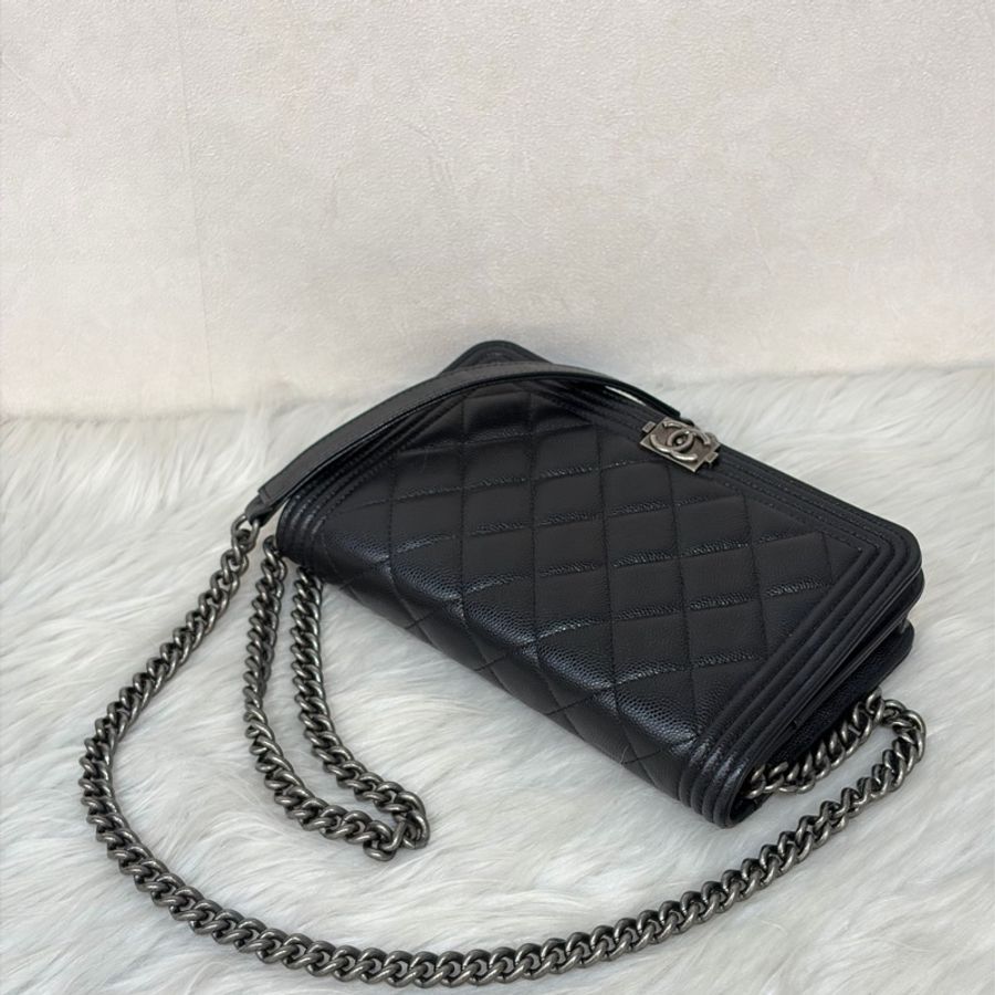 CHANEL AP1117 黑荔枝皮 銀釦 翻蓋包 鍊子包 斜背包 woc-61