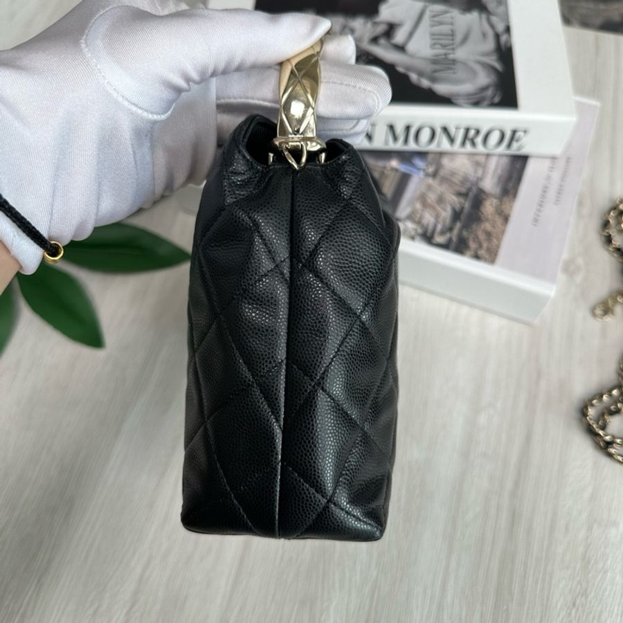 香奈兒Chanel Cococrush25芯片黑金荔枝牛hobo-3