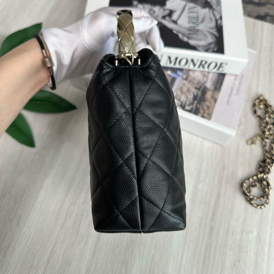 香奈兒Chanel Cococrush25芯片黑金荔枝牛hobo-4