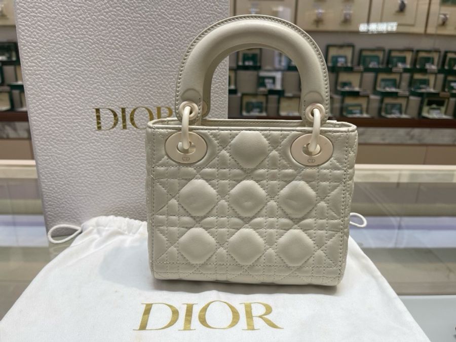 DIOR迪奧 Lady Dior 鑽石形圖案藤格紋可拆卸鏈條肩帶-2