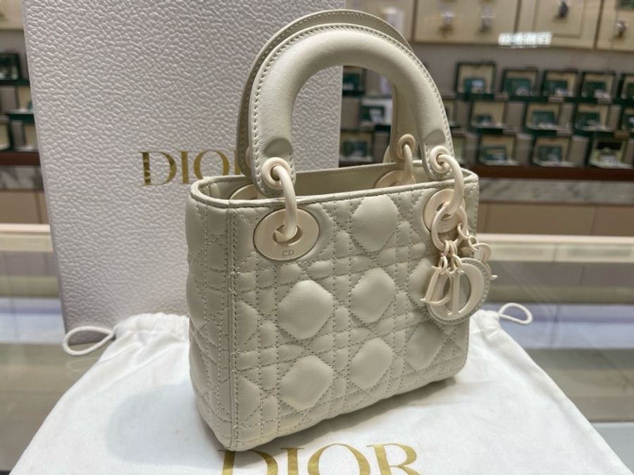 DIOR迪奧 Lady Dior 鑽石形圖案藤格紋可拆卸鏈條肩帶-3