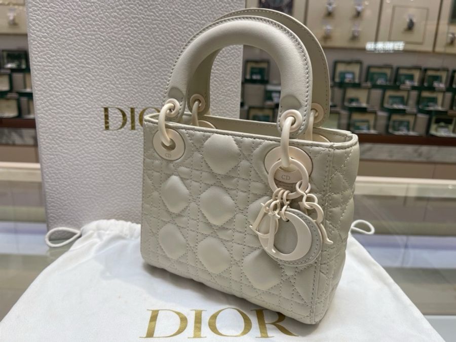 DIOR迪奧 Lady Dior 鑽石形圖案藤格紋可拆卸鏈條肩帶-4