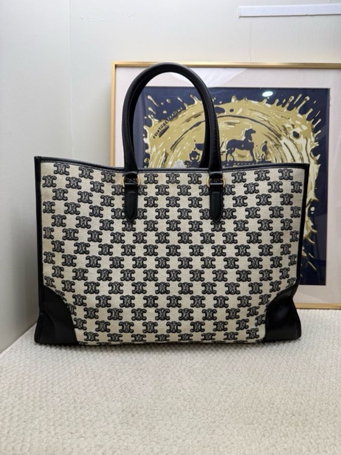 CELINE/賽琳 凱旋門老花托特包購物袋 超級大容量-4
