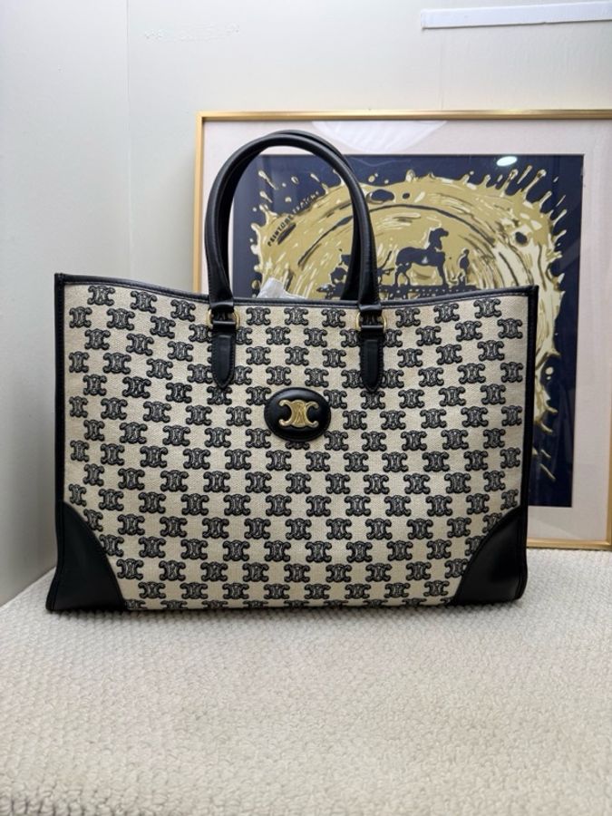 CELINE/賽琳 凱旋門老花托特包購物袋 超級大容量-5