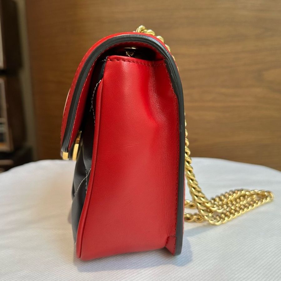 古馳/Gucci Gucci Deco系列 鏈條包 黑色和白色絎縫皮革-4