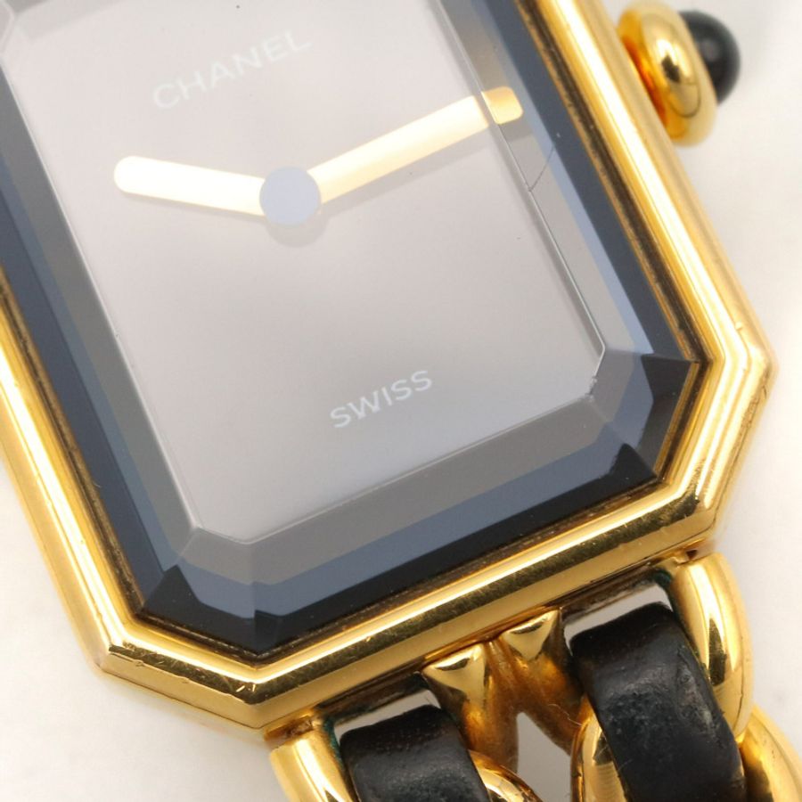 香奈兒 (Chanel) CHANEL Première 系列腕錶,鍍金 (GP),皮革錶帶,女士,黑色,H0001-10