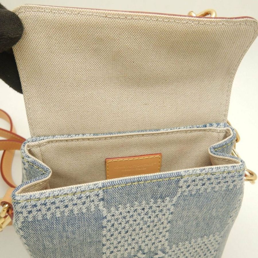 路易威登 Damier Denim 3D Nano Steamer N40751 2024 早秋系列單肩背包 藍色 男士 253964-3