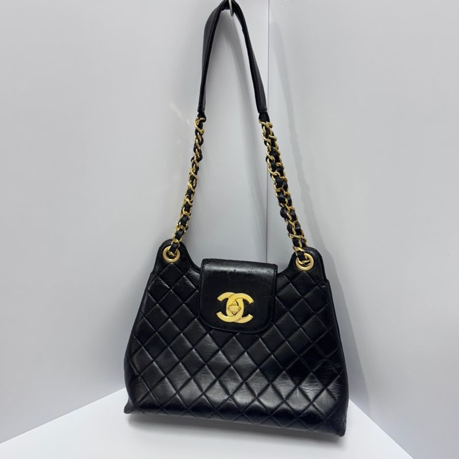 (超稀有!) Chanel 香奈兒 黑金羊皮 菱格紋 單肩包 專櫃26萬-2