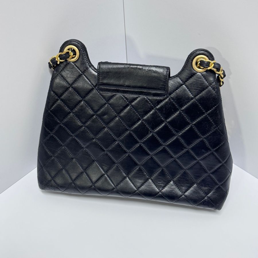 (超稀有!) Chanel 香奈兒 黑金羊皮 菱格紋 單肩包 專櫃26萬-3