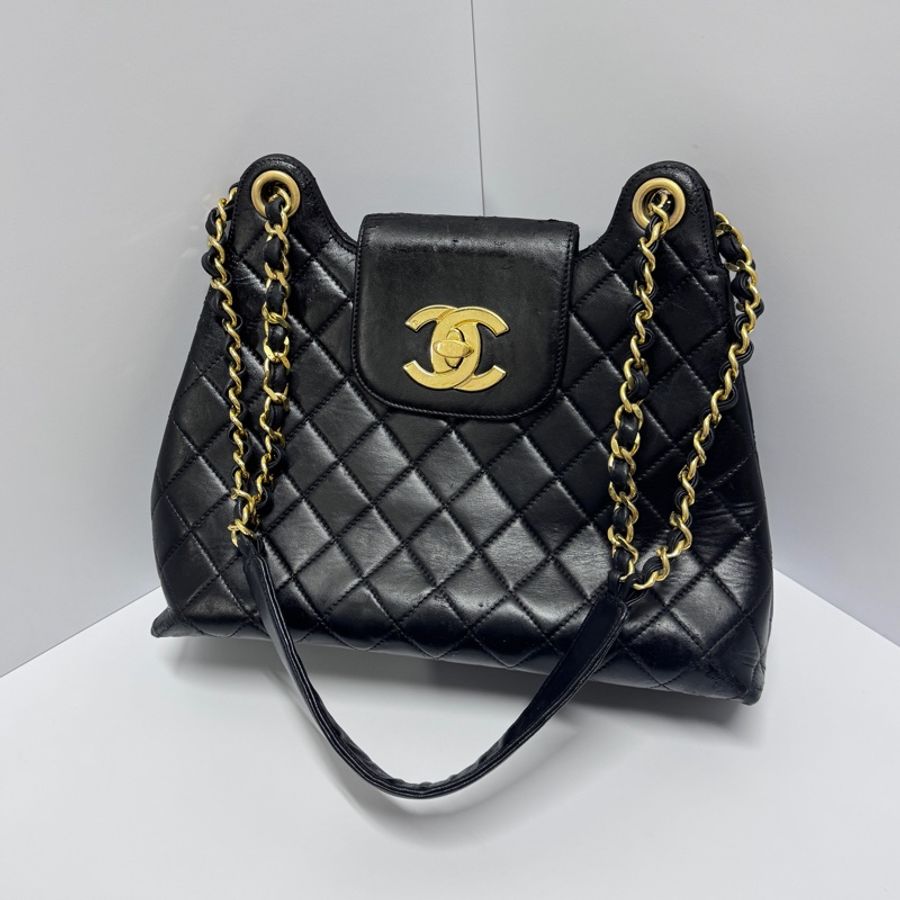 (超稀有!) Chanel 香奈兒 黑金羊皮 菱格紋 單肩包 專櫃26萬-14
