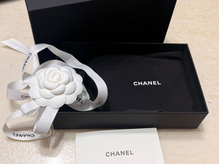 Chanel 黑色銀扣一字拉鏈包（荔枝牛皮）-15
