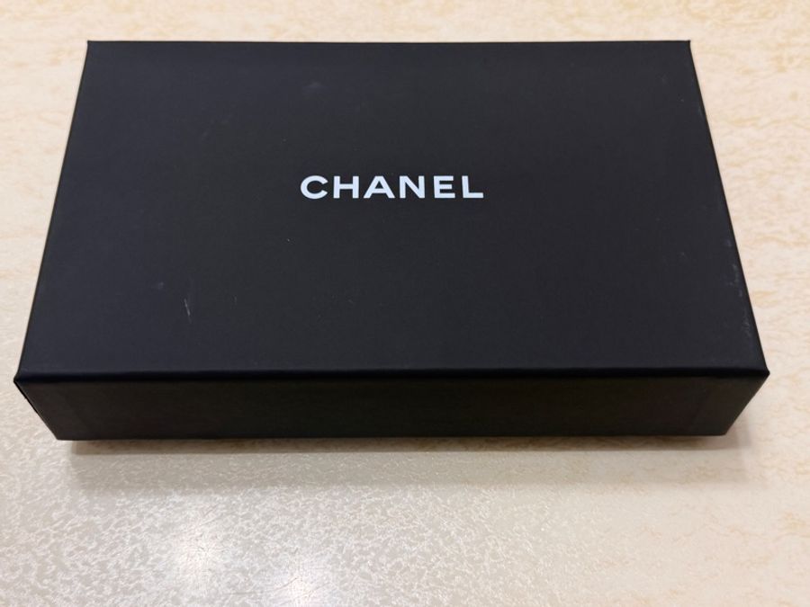 Chanel 黑色銀扣一字拉鏈包（荔枝牛皮）-16