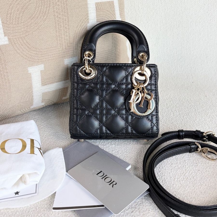 🌷Dior經典!Dior 迪奧 Lady Dior黛妃三格 Mini 黑-0