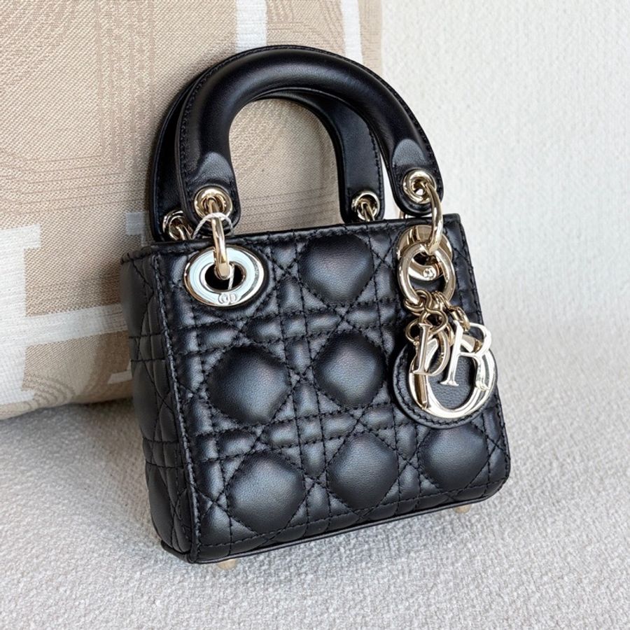 🌷Dior經典!Dior 迪奧 Lady Dior黛妃三格 Mini 黑-5